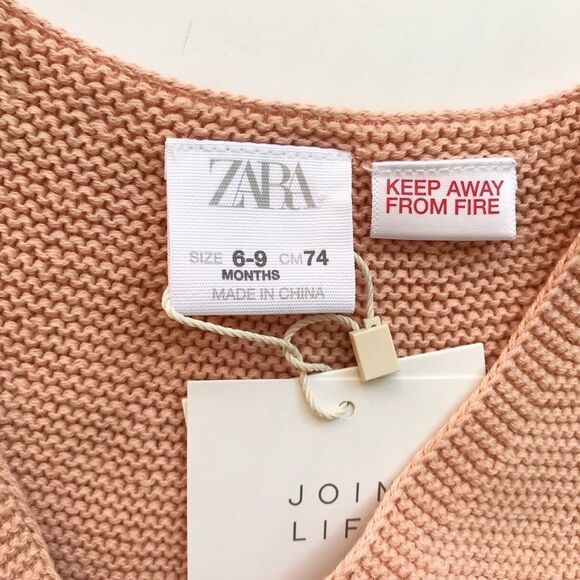 Zara NWT blush knit single button cardigan 6-9 months - Picture 3 of 5